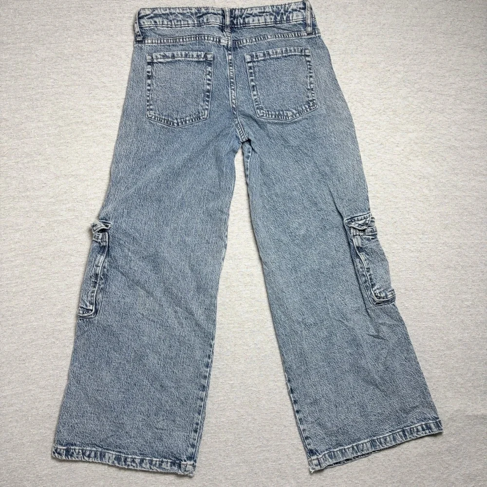 Art Class Girls Cargo Jeans 14 Blue Light Wash Wide Leg Y2K Utility Streetwear